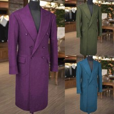 Men Double-breasted Wool  Cashmere Great Coat Long Overcoat Heavy Winter Jacket