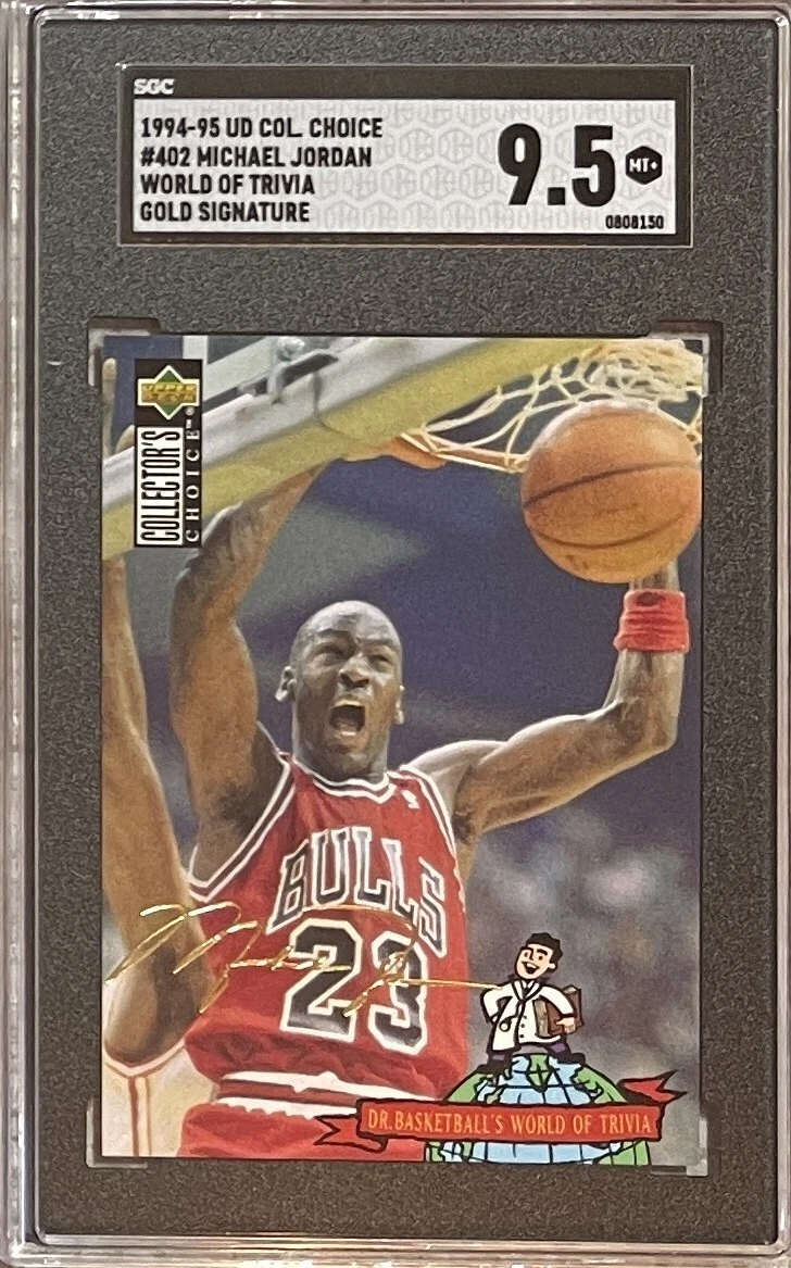 1994 COLL CHOICE WORLD OF TRIVIA MICHAEL JORDAN GOLD SIG~SGC 9.5 