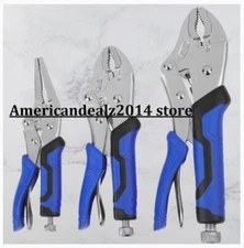 KOBALT Locking Plier 3 Piece Set - 6.5" Long-Nose, 7" Curved Jaw, 10" Curved Jaw