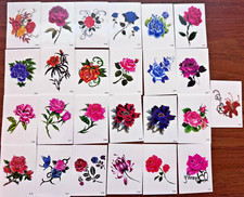 Women Girl Temporary Tattoo 25 Pcs Red Blue Rose Flower Body Stickers E NH28