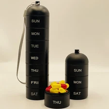Pill Box Metal Medicine Dispenser Case Weekly Tablet Organizer Container 7 Day