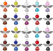 20Pcs Angel Wing Charm Colorful Angel Pendant Pearl Beads Jewelry Making DIY Cra
