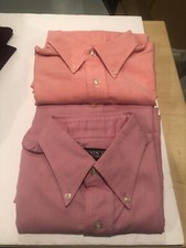 LOT of 2 Lands End 15 1/2 Pink Blend and Orange Blend Short Sleeve Dress Shirts