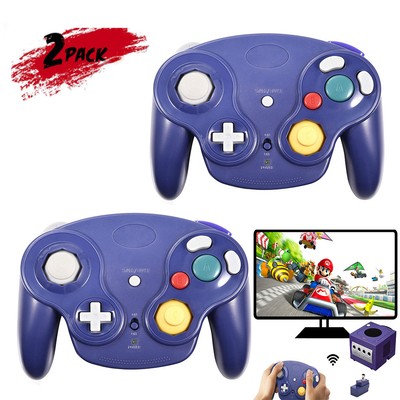 2/1X 2.4G Wireless Controller + Receiver Adapter For GameCube Nintendo Wii NGC