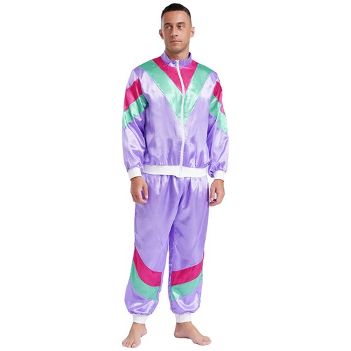 Mens Hippie Costumes Carnivals 70s Disco Disco Dance Tracksuit Themed Party - Picture 18 of 64
