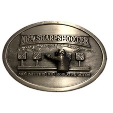 NRA Sharpshooter Vintage Belt Buckle NRA Institute For Legislative Action Gun