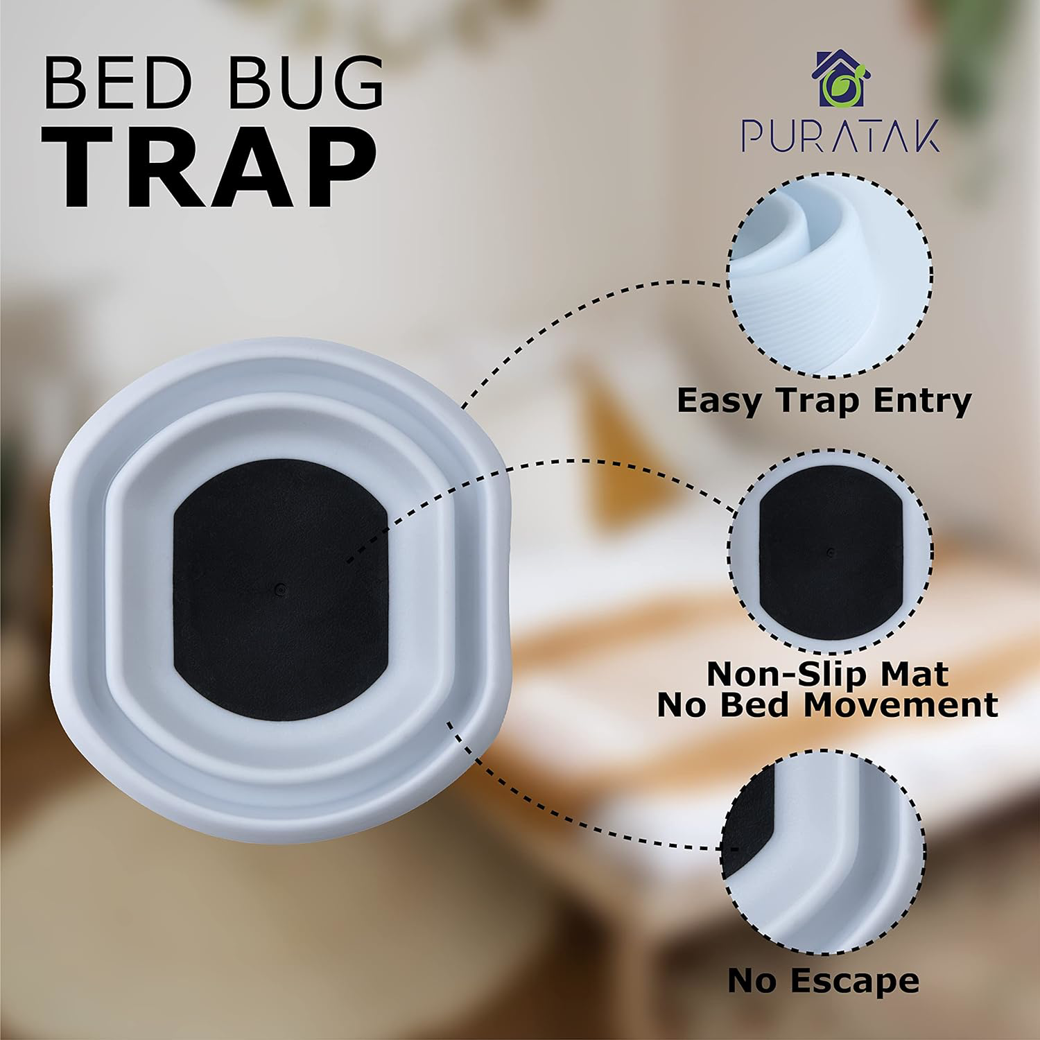 Puratak Bed Bug Interceptor Traps Bed Bug Traps For Bed Legs Bed Bug Pest eBay