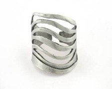 Adjustable Ring 19mm Antique Silver Plated brass 18mm 8US inner size 3326