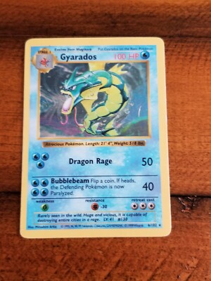 GYARADOS 6/102 Shadowless Holo Rare Base Set Pokemon Card Played