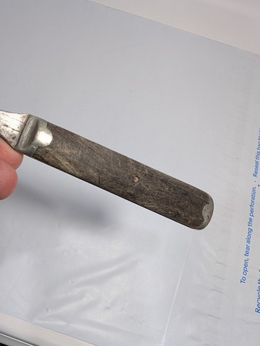 Antique Fork - Wood Handle with inlay 3 Prong Rivet Utensil Fork 7.5" long - Picture 2 of 16