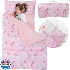 E1F1NN DOT Toddler Nap Mat with Detachable Pillow and Blanket - Soft Plush Mi