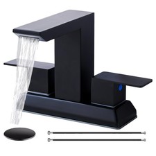Black 4 Inch Centerset Bathroom Faucets 3 Hole or 2 Hole, Matte Black 2 Handl...