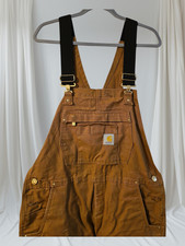 Carhartt Canvas Bib Overalls OR 4393M Lined Double Knee, M Loose Fit