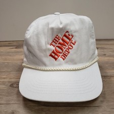Vintage The Home Depot Hat Cap Snap Back White Orange Rope Advertising Mens 90s