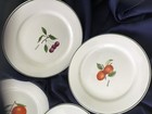 6 ULSTER CERAMIC JARDIN de FRANCE fruit motif SALAD PLATES IRELAND 🍋🍒🍑🍐🍓🍊 — photo 2