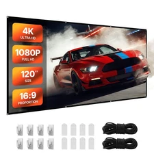 VEVOR Projector Screen 120 inch 16:9 4K 1080 HD Wall Mounted Projection Screen