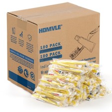 Homvle Disposable Toothbrushes with 1 Count Pack of 100 , Yellow-100 Packs