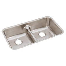 Elkay ELUHAQD3218 Lustertone SS 32-1/16" Equal Double Bowl Undermount Sink