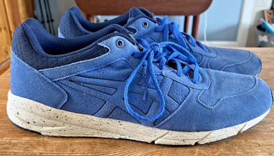 Asics Men Shaw Runner Strong Blue H539L Size 12 Suede Light Wear Shoes Sneakers