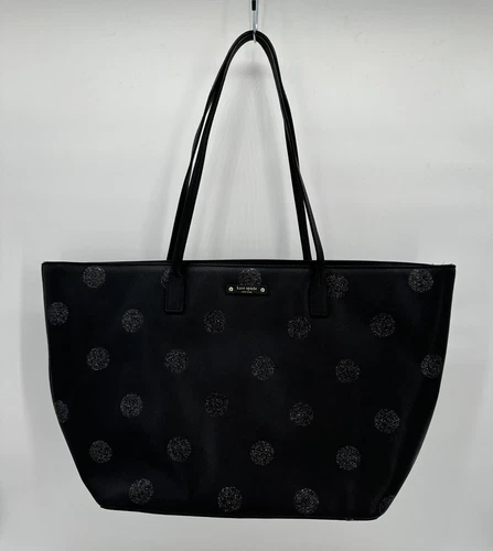 Borsa tote KATE SPADE Haven Lane Hani a pois nera glitter grande