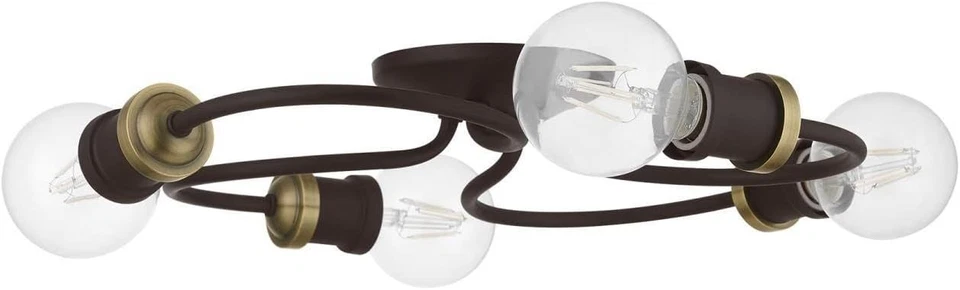 Livex Bromley 46384-07 16in 4-Light Flush Mount Light Bronze / Antique Brass - Image 3 of 4