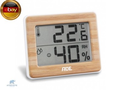 WS1702 Thermo-Hygrometer m of ABS plastic and Real Bamboo. Precise display of