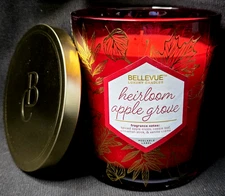 Bellevue Candle Heirloom Apple Grove Cinnamon Soy Blend 2 Wick Red Gold 12 Oz