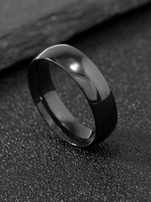 Black Minimalist Men Ring Stainless Steel Size 7 8 9 10 11