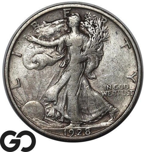 1928-S Walking Liberty Half Dollar, Lower Mintage VF Better Date