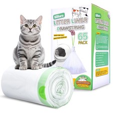 65 Count Drawstring Cat Litter Bags for Most Auto -Cleaning Litter , Extra Th...