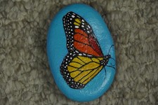 Hand painted rock art Monarch Butterfly Patio rock art Garden rock art