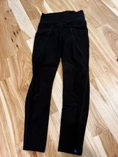 Irideon Black Pull On Stretch Riding Pants Breeches Suede Inside Knees - XS