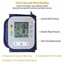 Automatic Arm Blood Pressure Monitor Digital BP Cuff Pulse Heart Rate Machine