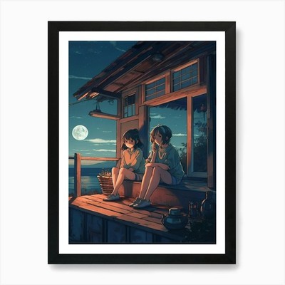 Lofi Girls 2 Art Print Framed Wall Art Poster Canvas Print Picture