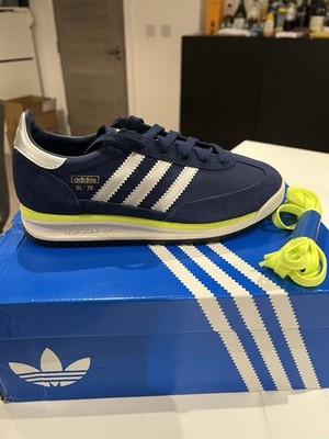 Adidas SL 72 RS blau/silber/grün UK 5 nagelneu mit Ersatzschnürsenkeln