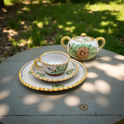 Cas Vietri   Espresso- & Teetassen Set, handbemalte Keramik Zuckerdose Landhaus
