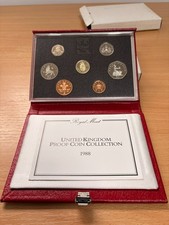 1988 Royal Mint United Kingdom Deluxe Proof Coin Collection Set - Red Case + COA