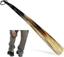 Shoe Horn Made with Real Horn Handmade. Easy Grip Long Handle Shoehorn for Men,W