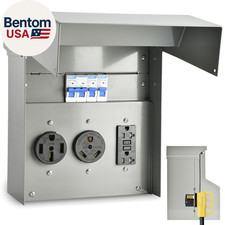RV Electrical Panel with Breaker, Temporary Power RV Outlet Box with 20 30 50 Am
