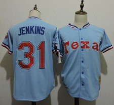 Men's No. 31 Ferguson Jenkins Rangers Jersey Retro Style Blue Shirt