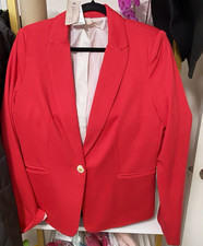 Philosophy Red Notch Lapel Blazer Jacket M Rayon Nylon Spandex Lined