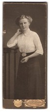 Photograph A. Adolph, Passau, portrait lady in white blouse with teased hair 