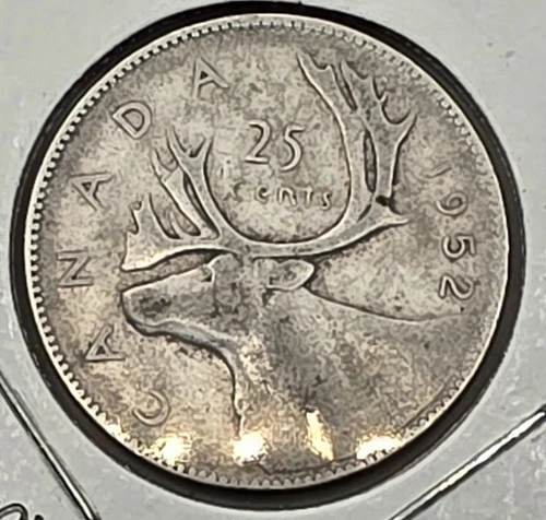 *SILVER*  1952 - Canada 25 Cents/Quarter - 0.800 Silver Coin