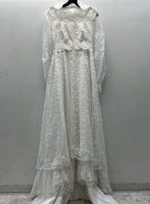 Vintage White Floral Lace Wedding Dress  Long Sleeves  Prairie  Cottagecore