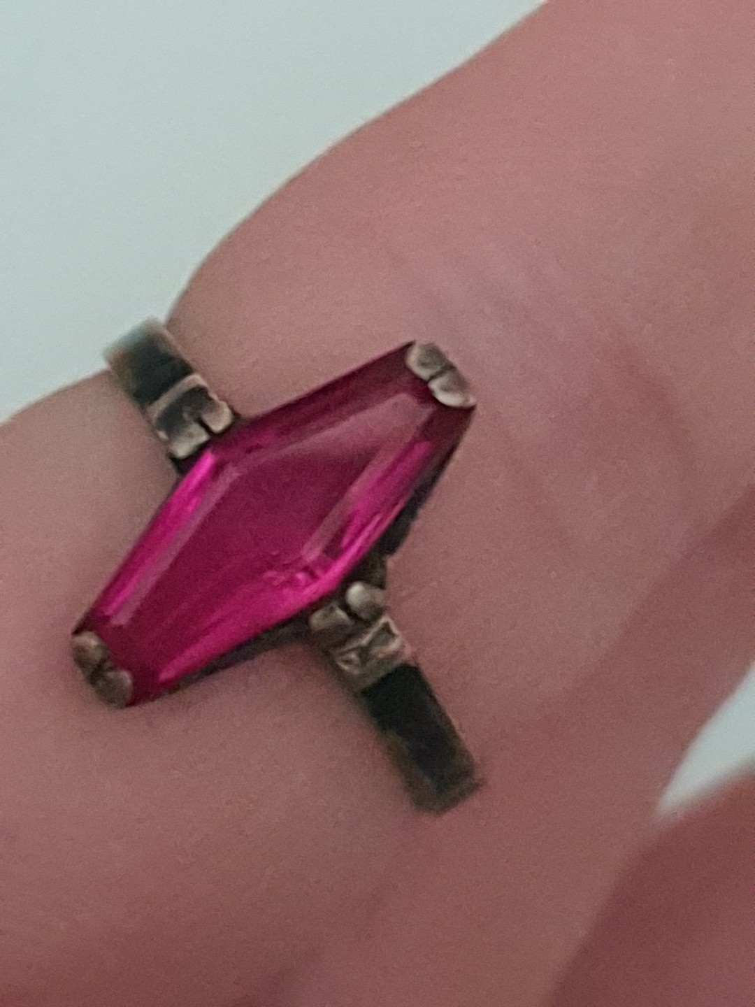 Vintage Dark Pink Paste Ring - image 1