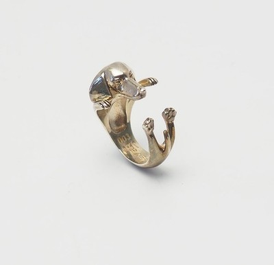 Dachshund dog sterling silver detailed hug open ring sz 9 by Dog Fever