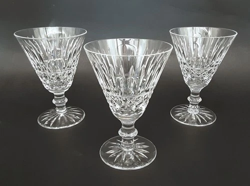 SET 3 Vintage WATERFORD Crystal "TRAMORE" Irish Cut Glass 5 5/8" Water Goblets