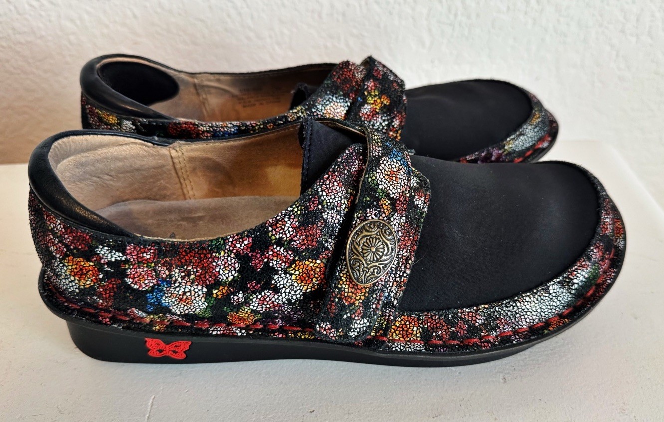 Alegria Brenna Garland Professional Nurse Flower Leather Loafers Sz 38 8 8.5 image 3