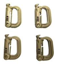 4 GrimLoc D-Ring Locking Carabiners Desert Tan ITW Nexus MOLLE II - US Army