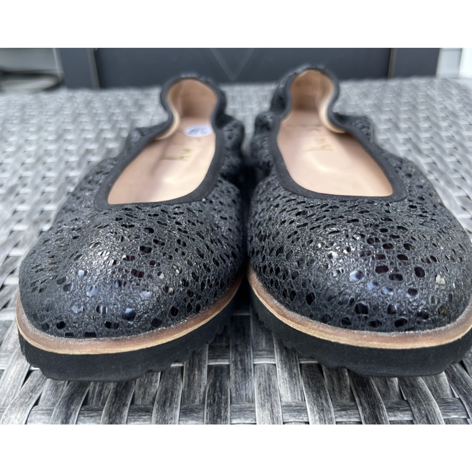 SAOLA Ballerine FS NY suola francese tessuto nero testurizzato scintillante taglia 8 5